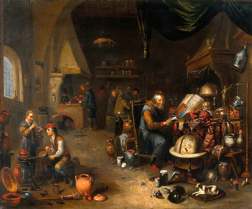 An Alchemist in his Laboratory, by Balthasar van den Bossche (1681–1715) 