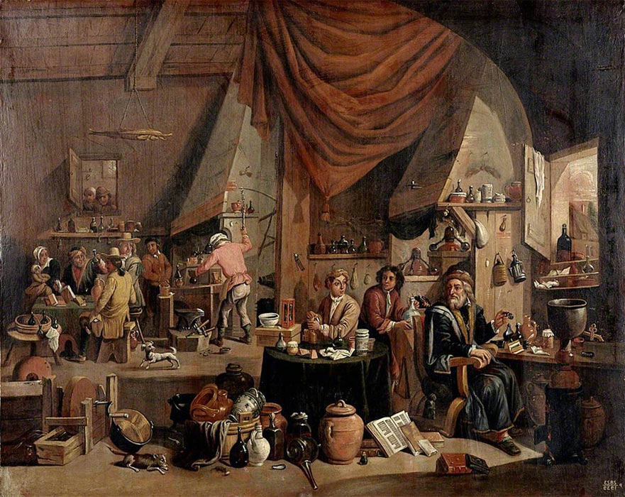 An Alchemist in His Laboratory, by a follower of David Teniers II (16101690)