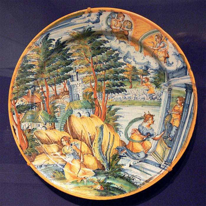 Tin-glazed earthenware Majolica, Italy, around 1555