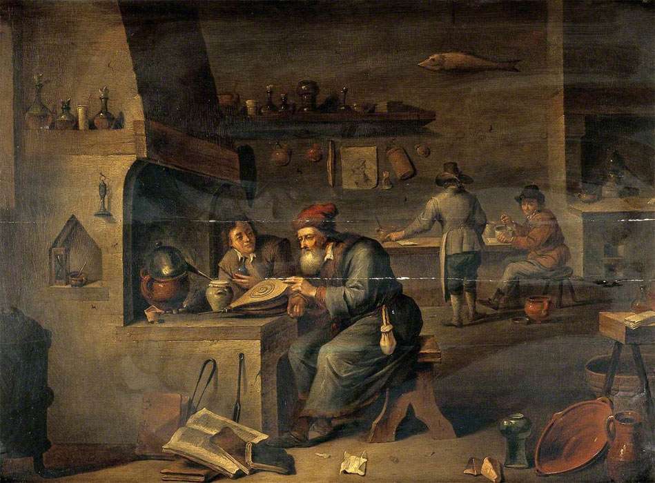 An alchemist in his Laboratory, by a follower of David Teniers II (16101690) 