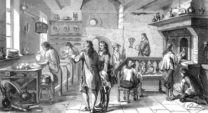 The ceramic laboratory of Bttger, in the castle of Albert, in Saxony.