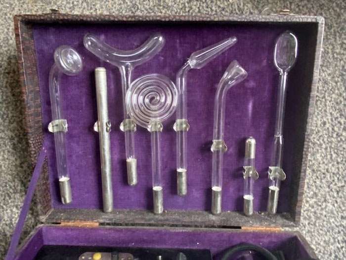 Vintage glass electrodes from a Violet Ray