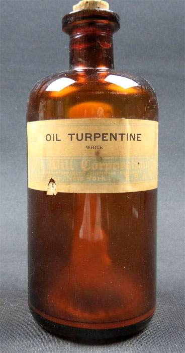 vintage bootle of oil of turpentine