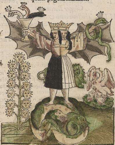 Rebis with male/female head