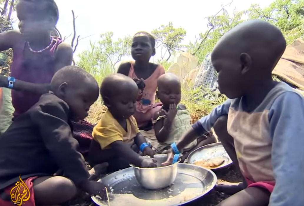 Sudanese children as refrudgees in Uganda.