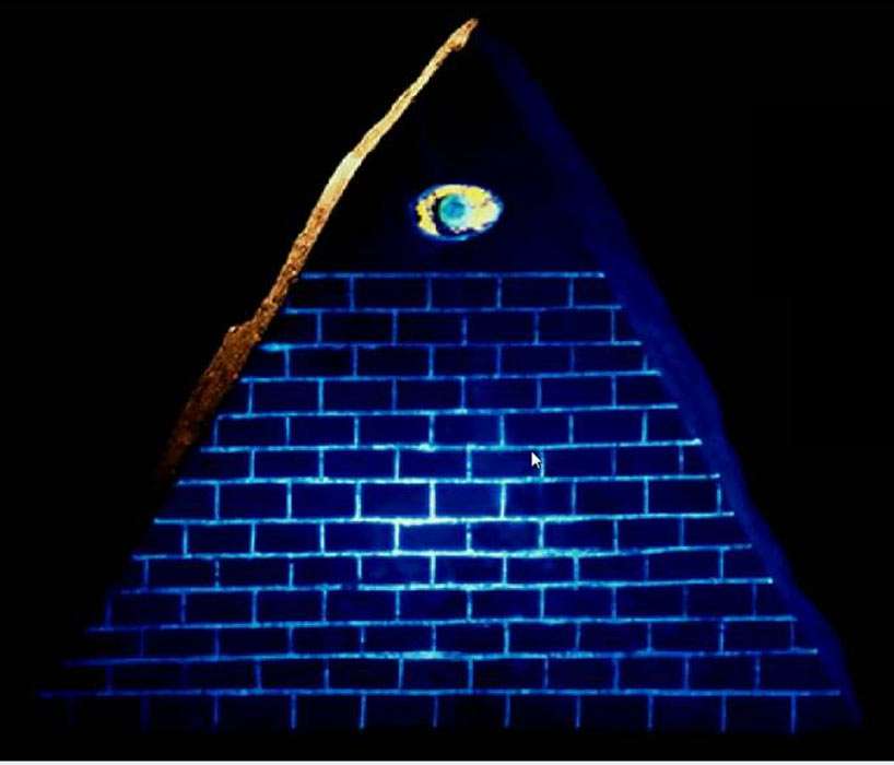 The La mana pyramid stone ubder UV light