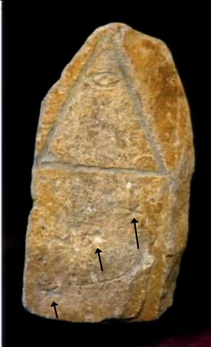 Another la Mana stone with eye in pyramid, and stars of Orion or Cygnus