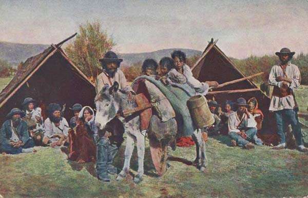 Hungarian Gypsy Camp from old postcard
