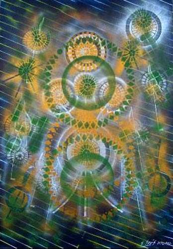 Tara Coming from the Very Depth of the Sound Cosmos, 1992, painting by Joska Soos
