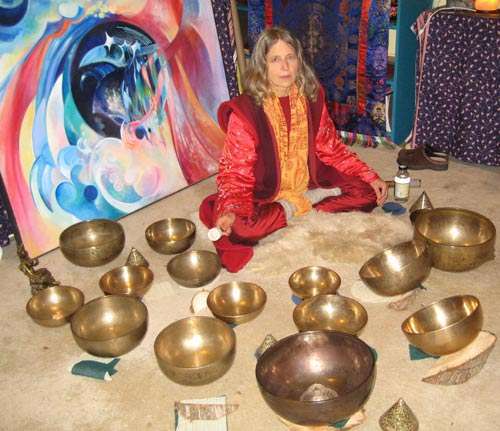 Carol with singing bowls